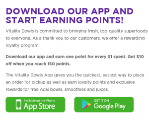 Download our app and earn one point for every $1 spent. Get $10 off when you reach 150 points.